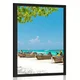 Plakat bela peščena plaža na otoku Bamboo - 30x45 black