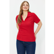 Trendyol Curve Red Ribbed Knitted Blouse