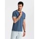 OMBRE Moška majica s surovo površino temno modra MDN126064 XL