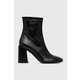 Kožne gležnjače Furla Block Boot za žene, boja: crna, s debelom petom