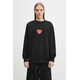 Bombažen pulover Marcelo Burlon Bunny Heart Regular Crewneck Black Red