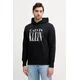 Bombažen pulover Calvin Klein Jeans moški, črna barva, s kapuco, J30J327520