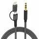 USB-C v AUX 3.5mm audio kabel Techsuit EchoSnap AC15 Hi-Fi kakovost, Lightning, 1m - črn