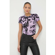 Pamučna majica Versace Jeans Couture za žene, boja: ljubičasta