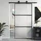 Vidaxl vidaXL Drsna vrata, črna, 102,5 x 205 cm, kaljeno steklo, aluminij