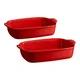 2-piece ceramic oven dish set, 36.5x23.5cm/30x19cm, Burgundy - Emile H