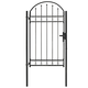 vidaXL Vrata za ograjo zaobljena jeklo 100×175 cm črna
