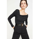 Trendyol Black Asymmetric Collar Detailed Draped Fitted/Situated Crepe Pleteno Bodysuit