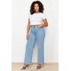 Trendyol Curve Light Blue High Waist Wide Cut Jeans