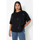 Trendyol Curve Black Heart Accessory Detailed Oversize Knitted T-shirt