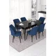 Hanah Home Set Trpezarijski sto i 6 stolica Nef, Plavo-crni
