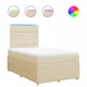 Vidaxl Box spring postelja z vzmetnico krem 120x190 cm blago
