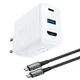 slomart Acefast 2v1 omrežni polnilec GaN 65W USB Tip C/USB, adapter HDMI 4K@60Hz (komplet s kablom) bel (A17 white)