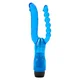 Vibrator z dvojnim penetratorjem modre barve