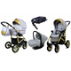 Babylux Gold Lux Silver | 4v1 Kombinirani Voziček kompleti | Otroški voziček + Carrycot + Avtosedežem + ISOFIX