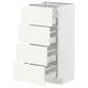 METOD / MAXIMERA Podni element 4 fronta/4 fioke, bela/Vallstena bela, 40x37 cm