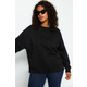Trendyol Curve Black Thick Staple Detailed Knitted Sweatshirt