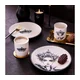 Jedilni set, 4 kosi, črna/bela, porcelan