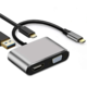 LINKOM Adapter-konvertor TIP C na HDMI 4K + VGA + TIP C + USB 3.0 sivi