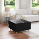 vidaXL Gumbni stol z blazino Črna 80 x 80 x 45 cm Umetna koža