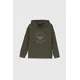 Otroški pulover Emporio Armani zelena barva, s kapuco