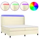 Vidaxl Box spring postelja z vzmetnico LED krem 200x200cm umetno usnje