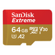 SANDISK Extreme microSDXC 64GB + SD Adp, SDSQXAH-064G-GN6MA
