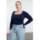 Trendyol Curve Navy Blue Sandy Knitted Plus Size Blouse