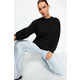 Trendyol Black Relaxed/Comfortable fit Basic Raglan Sleeve Crew Neck Knitted Sweatshirt