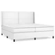 Vidaxl Box spring postelja z vzmetnico bela 200x200 cm umetno usnje