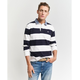 Gant za moške. 2004083 Polo Heavy Črtasti polo šambray Polo White, Navy (XXL), Bela, Priložnostno, Bombaž, Dolg rokav, M