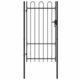 vidaXL Enojna vrata za ograjo zaobljena jeklo 1×1,75 m črna