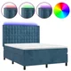 Vidaxl Box spring postelja z vzmetnico LED temno modra 140x190cm žamet