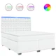 Vidaxl Box spring postelja z vzmetnico bela 180x200 cm umetno usnje