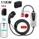 JUNSUN tip 2 EV električni avtomobilski polnilni kabel – 11 kW, nastavljiv tok, LCD zaslon, prenosni polnilnik 6 m z vtičem Schuko 6-16A IP67 APP, (22148587)