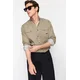 Trendyol Khaki Regular Fit Denim Jeans Shirt with Snap Fasteners