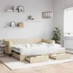 Greatstore Izvlečna dnevna postelja s predali krem 90x200 cm blago