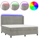 Vidaxl Box spring postelja z vzmetnico LED svetlo siva 160x200cm žamet