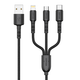 Vipfan USB kabel Vipfan X02 3-v-1 USB-C/Lightning/Micro 3.5A 1.5m (črn), (20627359)