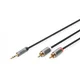 Stereo 3.5mm to 2RCA Splitter Y, M to M Aluminum Housing ,Gold plated,NYLON Jacket, 1m