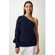 Happiness Istanbul Womens Navy Blue Window Detailed Single Sleeve Knitwear Sweater