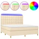Vidaxl Box spring postelja z vzmetnico LED krem 160x200 cm blago