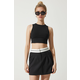 Happiness Istanbul Womens Black Contrast Line Knitted Shorts Skirt