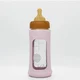 Hevea flašica sa širokim otvorom i zaštitnim rukavom Puder roza 1 kom, 250ml/8.5oz