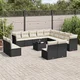 14-dijelni set vrtnih sofa s jastucima poliratan crni