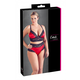 Cottelli Plus Size - set grudnjaka od čipke i satena (crno-crven)<br /> - 3XL