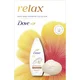 Dove Ženski kozmetički set Relax pamper, Gel za tuširanje 250ml + sapun 90g + pufna