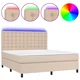 Vidaxl Box spring postelja z vzmetnico LED kapučino 160x200 cm