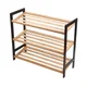 Polica za obuću Bamboo, 3 nivoa, Crna