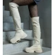 Gemre Lokira beige boots with elastic upper on chunky sole